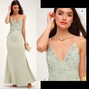 Katalina Backless Crochet Lace Maxi Dress - Sage